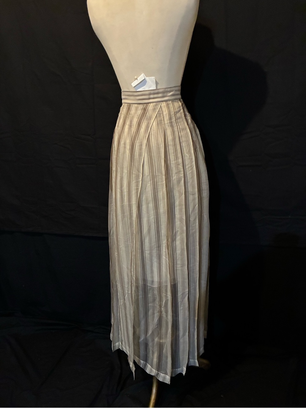 Brunello Cucinelli Silk Cream Tan Pleated Maxi Skirt 8 NWT Made in Italy - Picture 12 of 16
